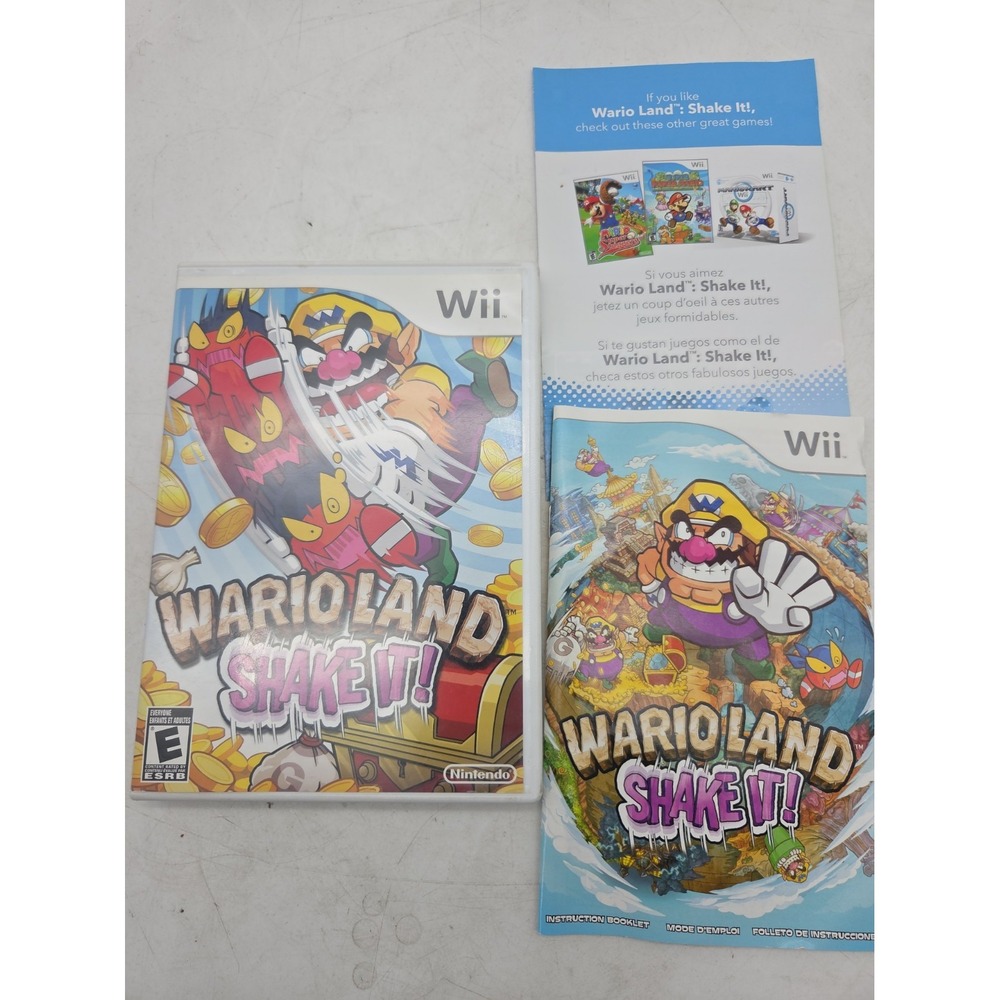 Wario Land Shake It Nintendo Wii Case and Manual ONLY - NO DISC